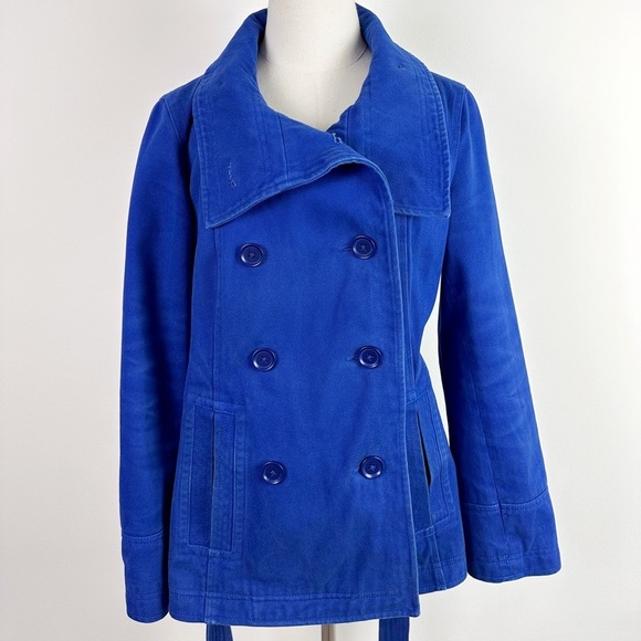 Gap Cobalt Blue Cotton Pea Coat - Picture 6 of 9